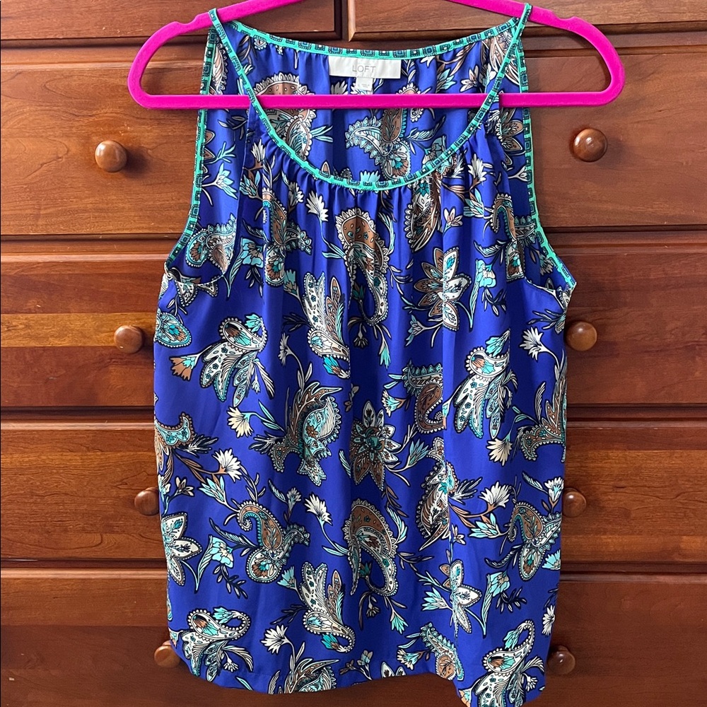 LOFT Vibrant Blue Paisley Camisole - Large